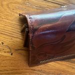 Valentina Embossed Leather Zip Around Wallet with a Leaf Motif Pattern in Brown Photo 13