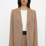 Toteme Brown Herringbone long sleeve wool blend wide lapel Blazer jacket 38 Tan Size undefined Photo 1