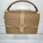 Michael Kors Camel Greenwich Saffiano Leather Satchel Purse Photo 5