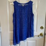 Dana Buchman  Women’s Floral Asymmetrical Blue Tank Top Large‎ Photo 2