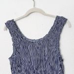 Rachel Parcell [] Scoop Neck Smocked Blue Striped Crinkle Tank Top NWT Size XL Photo 5