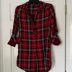 Forever 21  red and black plaid button cotton shirt ruffle S Photo 12