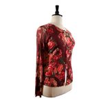 Loft Cardigan Sweater Button Up Long Sleeve Burgundy Pink Floral Women’s Size XL Photo 1