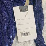 Mac Duggal Sequin Beaded Long Sleeve Gown in Midnight Navy Blue Size 6 93574 Photo 8