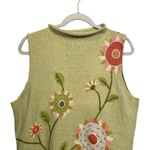 VTG Claire Murray Womens Sz L ? Green Silk Linen Blend Floral Knit Sweater Vest Size L Photo 1