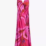 ZARA  pink floral satin midi dress wedding evening party coctail Photo 7