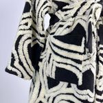 Farm Rio NWOT  Wool Blend Wild Hearts Tie-Belt Fleece Coat Size L Black White Photo 5