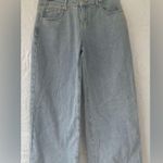 Edikted  PacSun light wash mid rise wide-leg jeans w/ pink bows; size M Photo 2