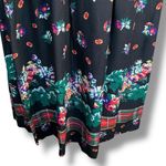 Vintage 90s Pleated Maxi Skirt Black Dark Floral Plaid Border Print 10 Medium Photo 5