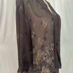 Xhilaration Brown and Yellow Flutter Sleeve Kimono Relaxed Fit (804) Photo 2