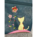 Espe Vegan Leather Cat Floral Crossbody Bag Blue Whimsical Applique Purse Photo 1