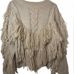 Hot & Delicious  Cream Fringe Knit Sweater NWOT Photo 0