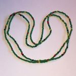 Colorful Boho Seed Bead Beaded Necklace with Green, Red, and Yellow Accents Green Photo 2