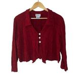 Vintage K Studios Red Floral Pattern Open Front Blouse Size 14 Photo 0