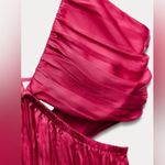 ZARA  Raspberry Satin Wrinkle Effect Cut Out Midi
Dress NWT Photo 4