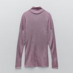 ZARA NWT Mock Neck Ribbed Sweater Lightweight Lavender Large Photo 4