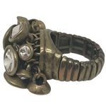 Fossil Dangling Stones Gold Tone Elastic Stretchy Statement Ring Size 7.5 Photo 0