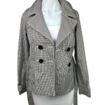 Halogen Black White Gingham Check Double Breasted Tie Belt Trench Jacket Sz XS Photo 1