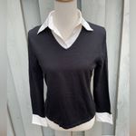 Kate Hill  Black V-Neck Silk Blend Knit Sweater Shirt size M Photo 6