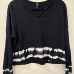 Wild Fable Large Boxy Long Sleeve Black and Tie Dye Cotton Tee Top Photo 0