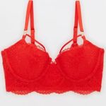 Aerie Real Power Lace Strappy Balconette Bra in Red NWT size 32D Photo 1