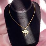 NEW Y2K Gold Cloud Drip Herringbone Flat Chain Pendant Necklace Photo 0