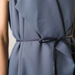 Vince  Long Drape Crepe Vest Wrap Leather Tie Waist Belt Gray Small Chic Classic Photo 3