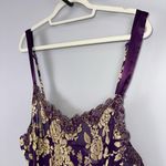 Cacique  Chemise Nighty Size 26/28 Purple Gold Floral Lace Semi-Sheer Negligee Photo 1