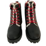 Coach LORRAINE Black/Mahogany Leather/Canvas Signature Lace Up Bootie 8 New Photo 1