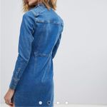 Free People  Dynamite Mini Dress in 70s Blue Denim Button Front Size Medium Photo 5