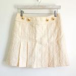 Milly New York Cream Ivory Wool Preppy Tweed Pleated Mini Skirt sz 6 Photo 0