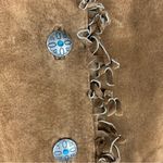 Montana Co women's small brown leather fringe silver turquoise jacket western Photo 5