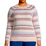 Lands’ End Drifter Multicolor Stripe Long Sleeve Pullover Sweater Women’s S White Photo 1