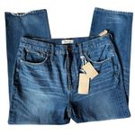 Madewell Knee Rip Plus Classic Straight Jeans Jade Wash Size 32 Photo 5