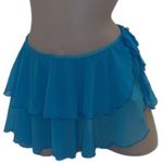 Zuliana Size Small Mesh Teal Ruffle Side Tie Mini Skirt. Made in USA. New Blue Photo 0