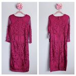 JS Collections Soutache Embroidered Midi Dress in Berry Photo 1