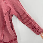 Coldwater Creek  Rose Sweatshirt Patchwork Flower Sleeves 100% Cotton Pockets Med Photo 3