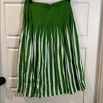 COS  Printed Pleated Cotton Skirt, Green/White Stripes, Size 8 Photo 5