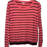 J.Crew Pink and Black Peyton Mercantile Striped Pull Over Sweater 100% Cotton Photo 0
