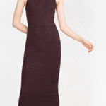 ZARA  Turtleneck Midi Dress Medium Brown Ribbed Bodycon Clean Girl Fall Chic Boho Photo 0