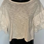The Impeccable Pig Cream Cropped Lace Arm Accent Top Photo 1