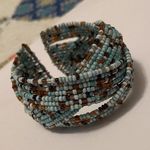 Women’s Cuff Stretchy / Adjustable Bead Costume Bracelet Blue / Brown Beaded Photo 2