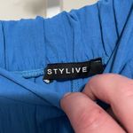 Stylive Wide Leg Trouser Pants Women Medium Pleated High Waisted Boho Festival Blue Photo 4