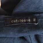 Cut Loose V Neck Patchwork Sleeveless Tank Dress Navy Linen Blend Sz M Cruise Photo 5