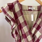 Madewell NWT  Gingham Ruffle Wrap Mini Dress in Red/Beige - Small Petite  Photo 4