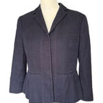 Ann Taylor  Women's Peplum Blazer Size 10 Blue Snap Closure Jacket Photo 0