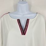 Soft Surroundings Avisa UPF swim coverup white notched neck embellished detail Photo 4