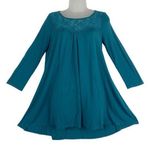 Motherhood  Teal / Green Lace Long Sleeve Blouse Sz S Photo 0