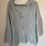 American Rag  Sweater Women's Size XL V-neck Open Cable Knit Grey Oversized Photo 0
