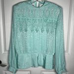 In The Mood Skirt Blouse Set Sz 8 Mint Green Vintage Style Pleated Lace Photo 4